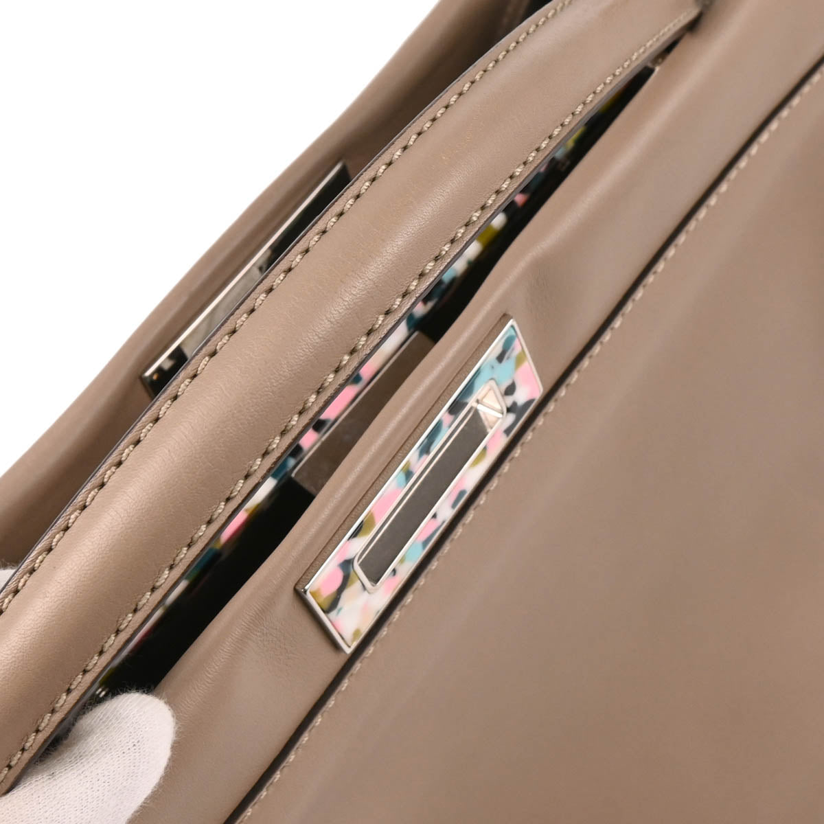 Fendi Gray Leather Peekaboo Fit 2way Shoulder Handbag
