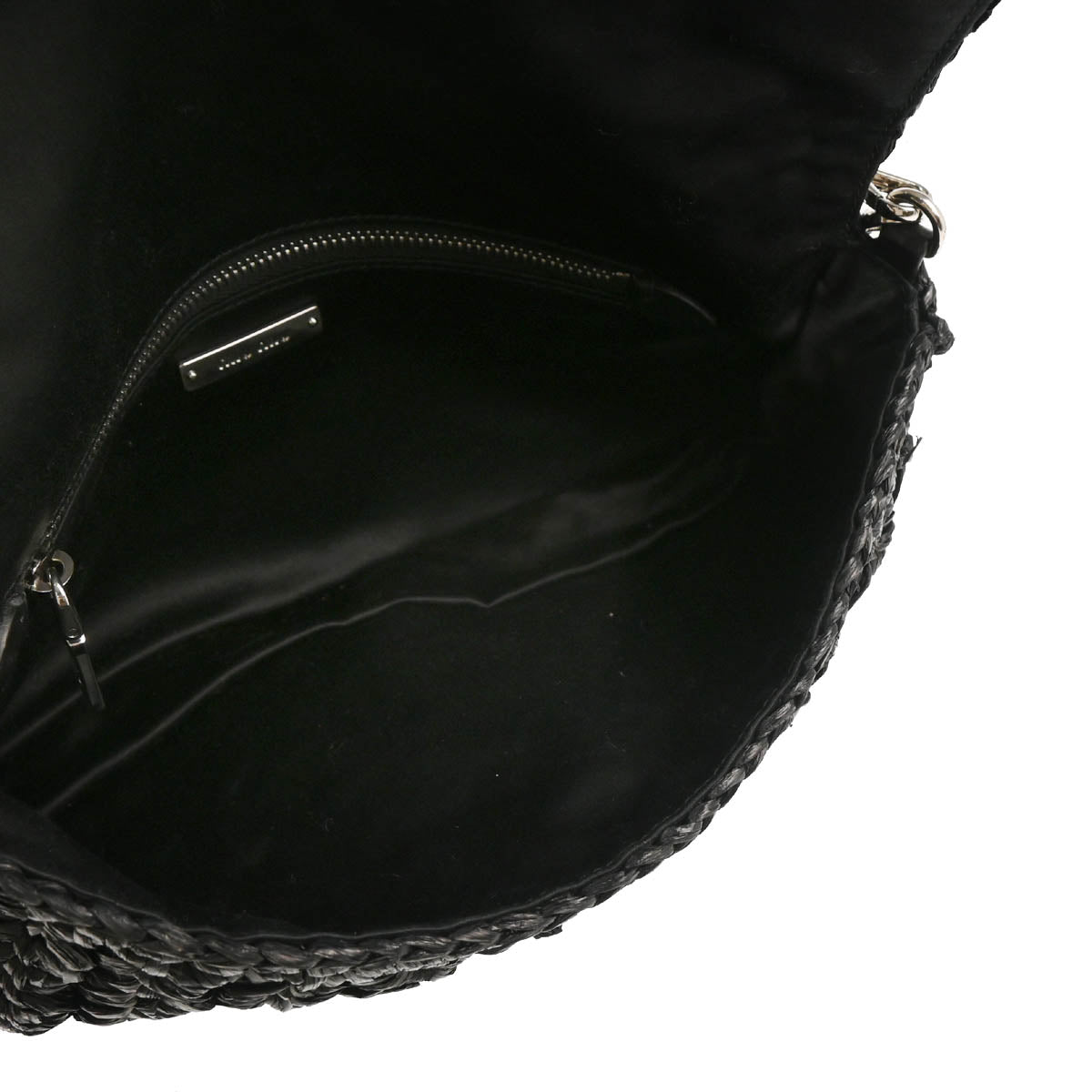 Miu Miu Black Raffia Flower Crystal Handbag