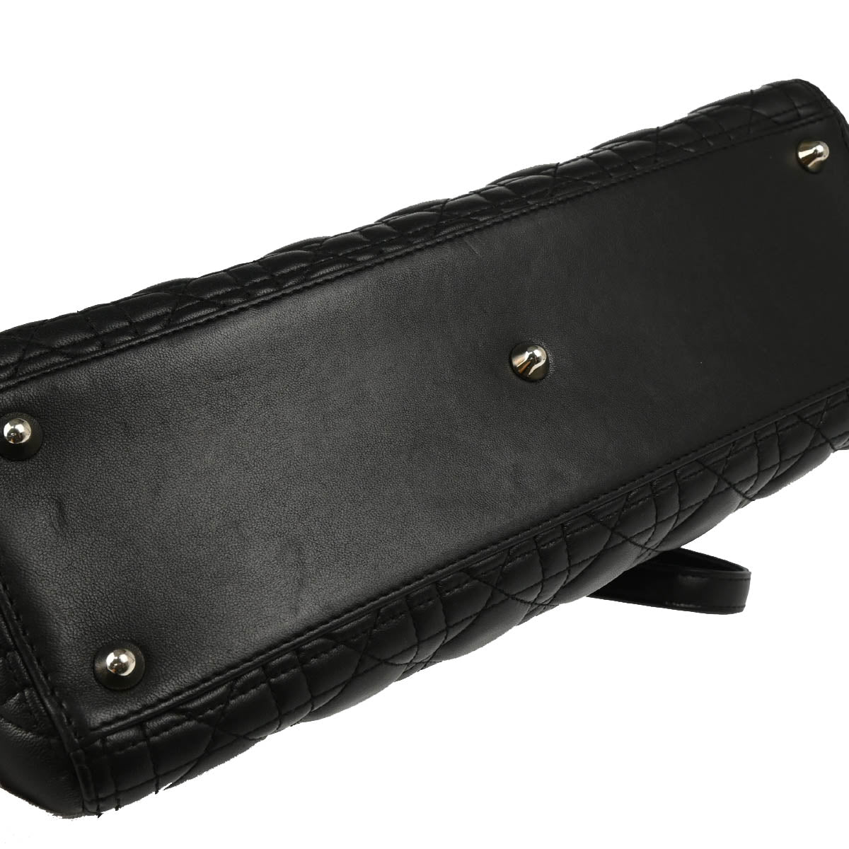 Christian Dior 2013 Black Lambskin Large Lady Dior Cannage 2way Shoulder Handbag