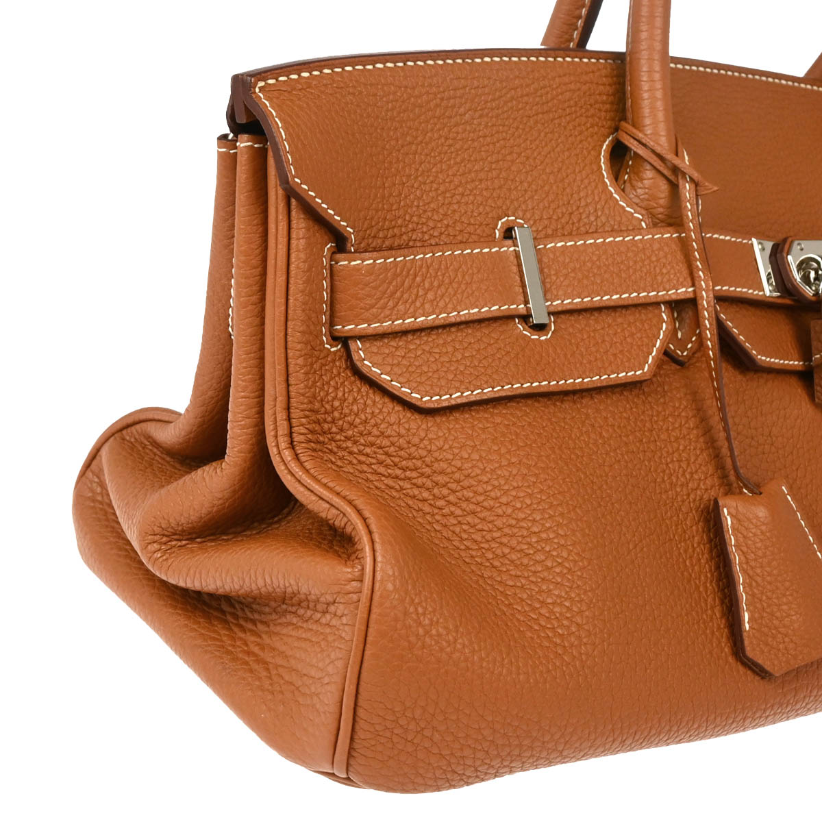 Hermes Gold Taurillon Clemence Shoulder Birkin Handbag