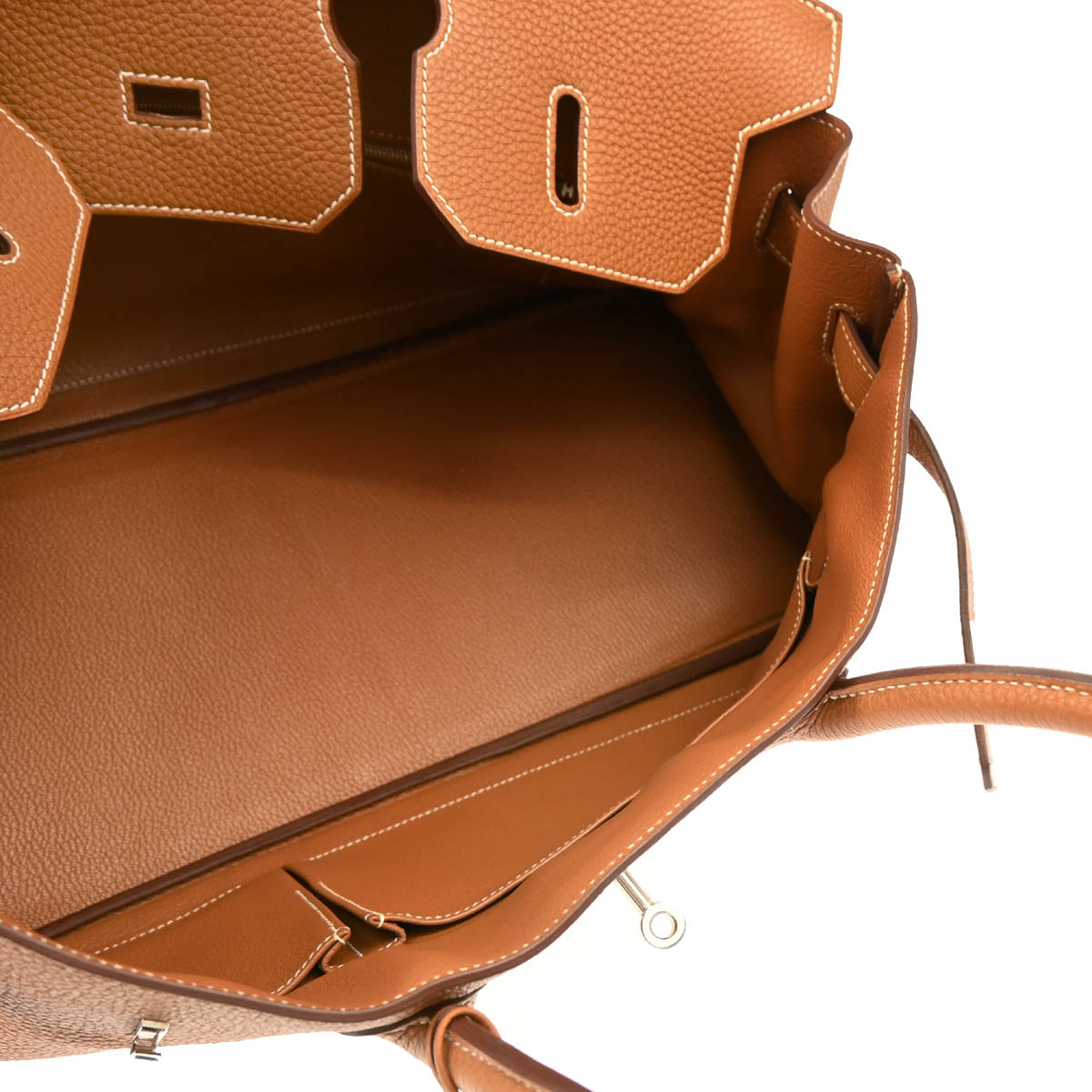 Hermes Gold Taurillon Clemence Shoulder Birkin Handbag