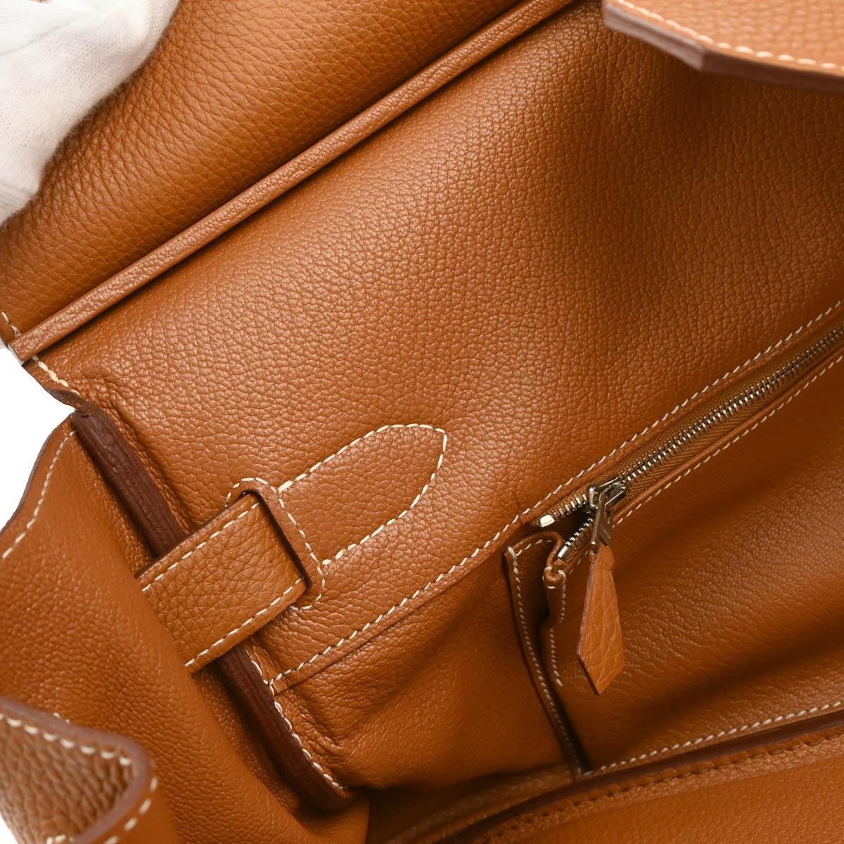 Hermes Gold Taurillon Clemence Shoulder Birkin Handbag