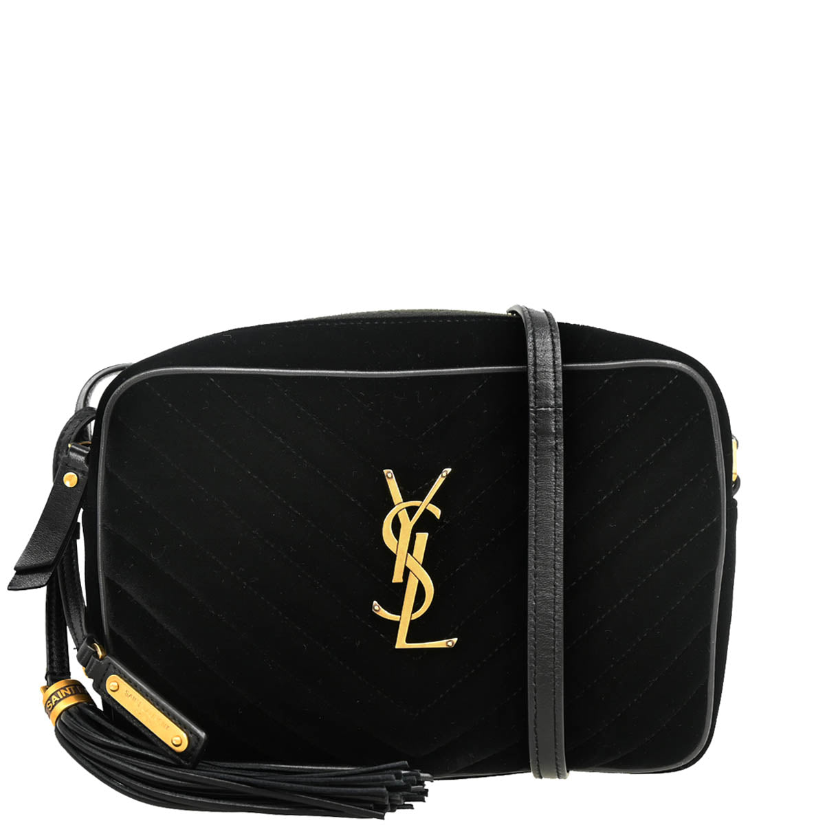 Saint Laurent Black Velours Lou Camera Bag Shoulder Bag