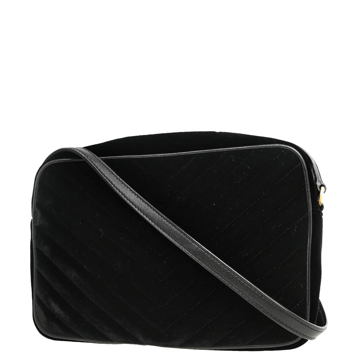 Saint Laurent Black Velours Lou Camera Bag Shoulder Bag