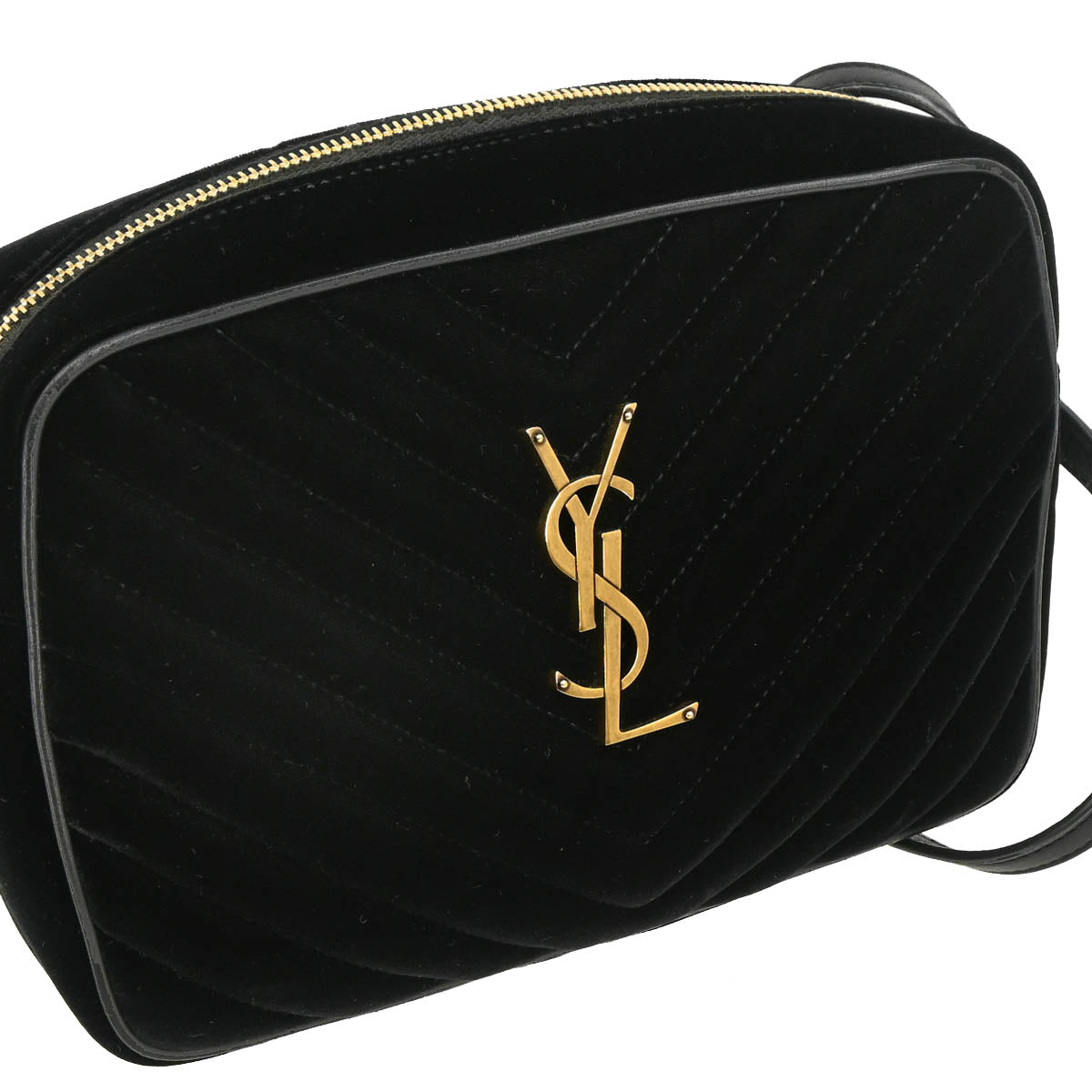 Saint Laurent Black Velours Lou Camera Bag Shoulder Bag