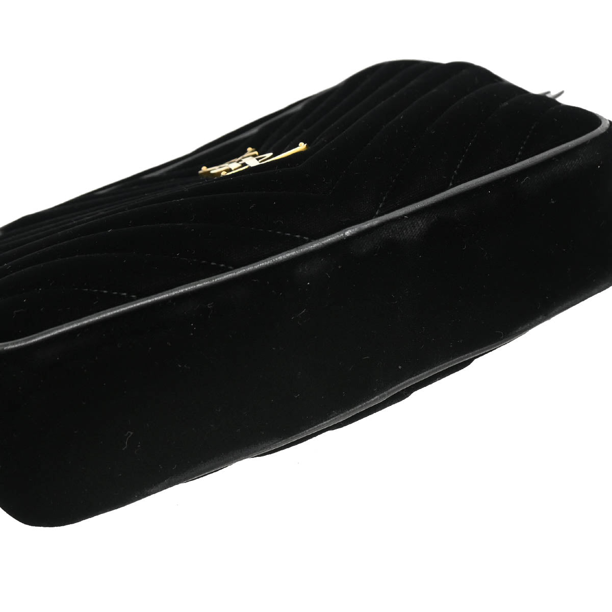 Saint Laurent Black Velours Lou Camera Bag Shoulder Bag