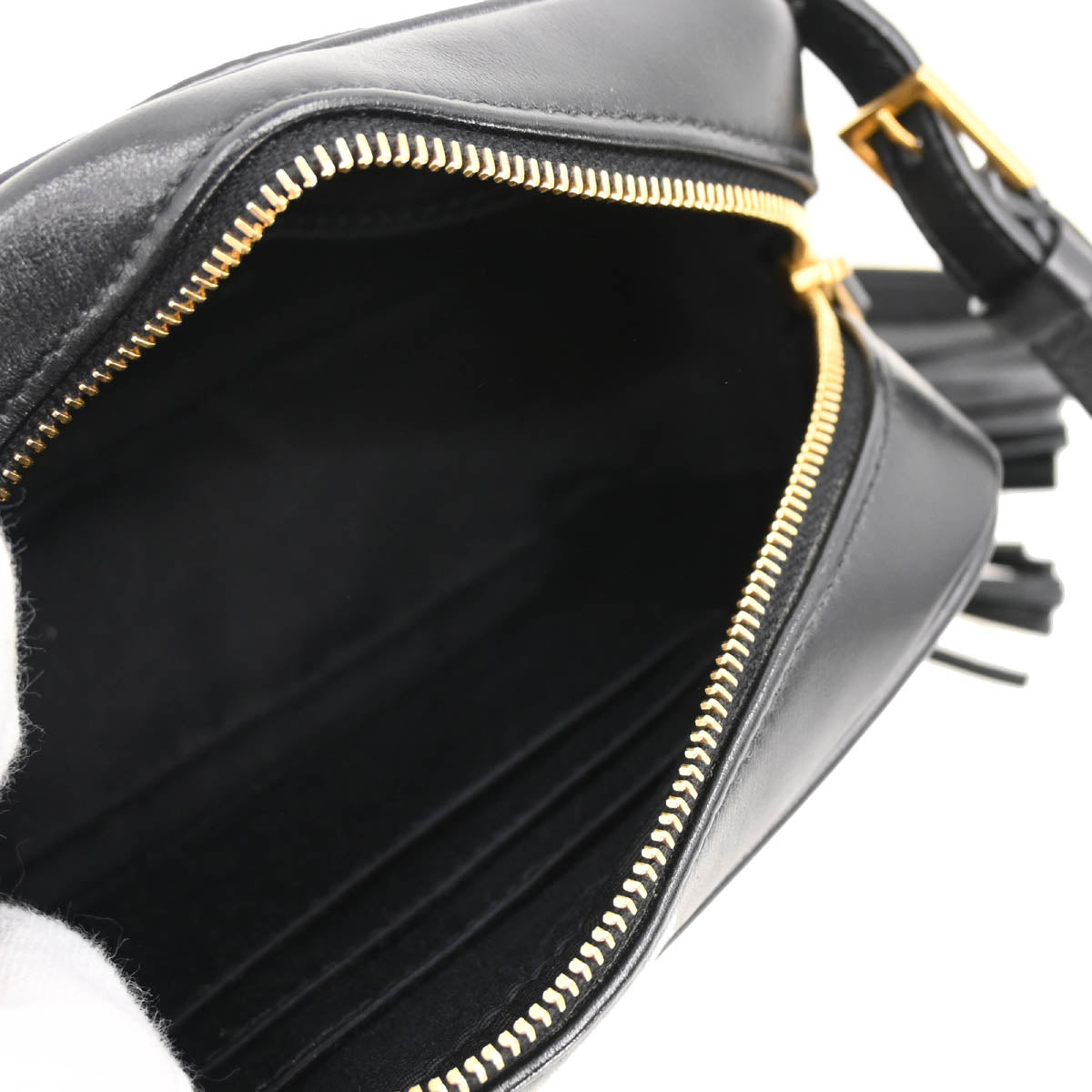 Saint Laurent Black Leather Lou Waist Bum Bag