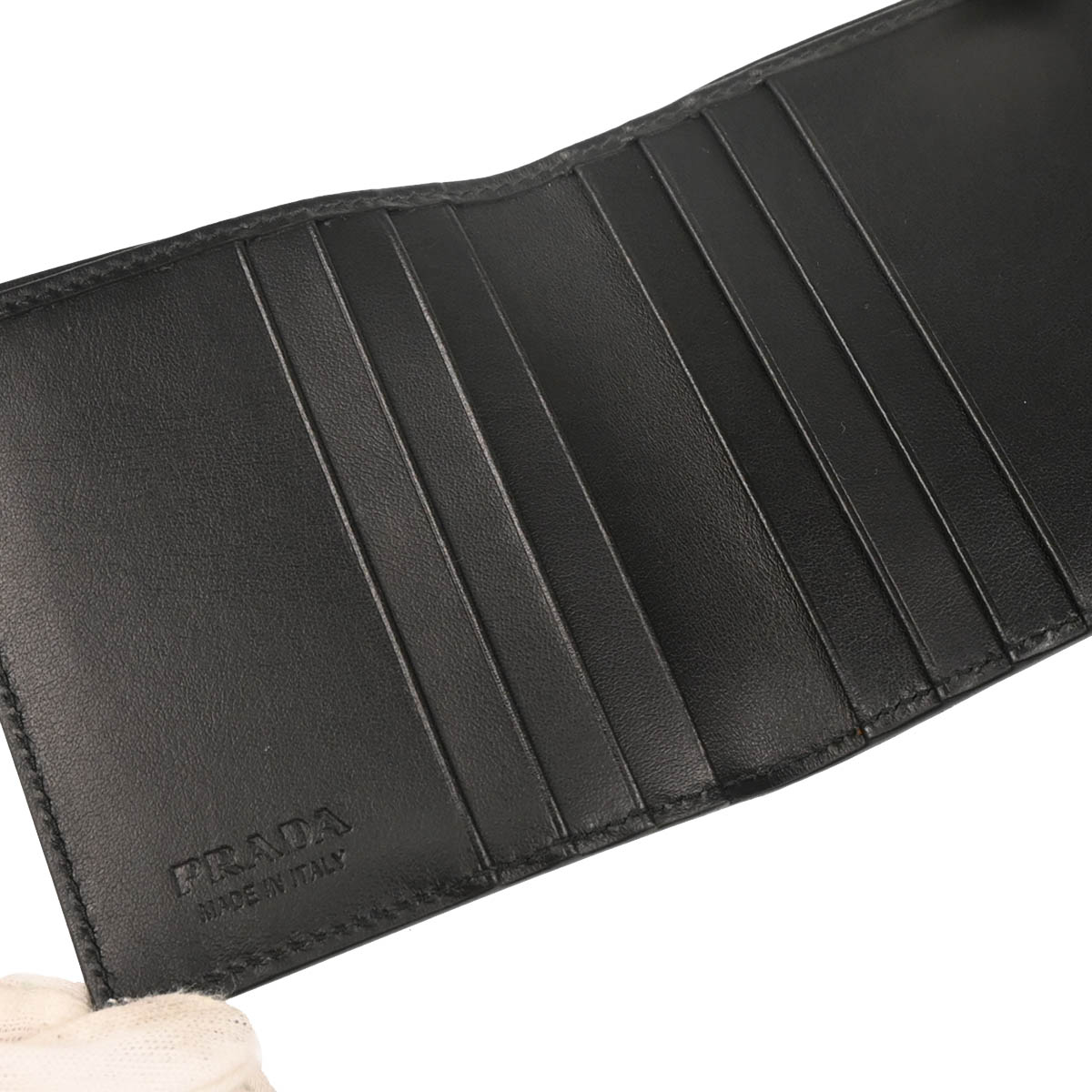 Prada Black Leather Bifold Wallet