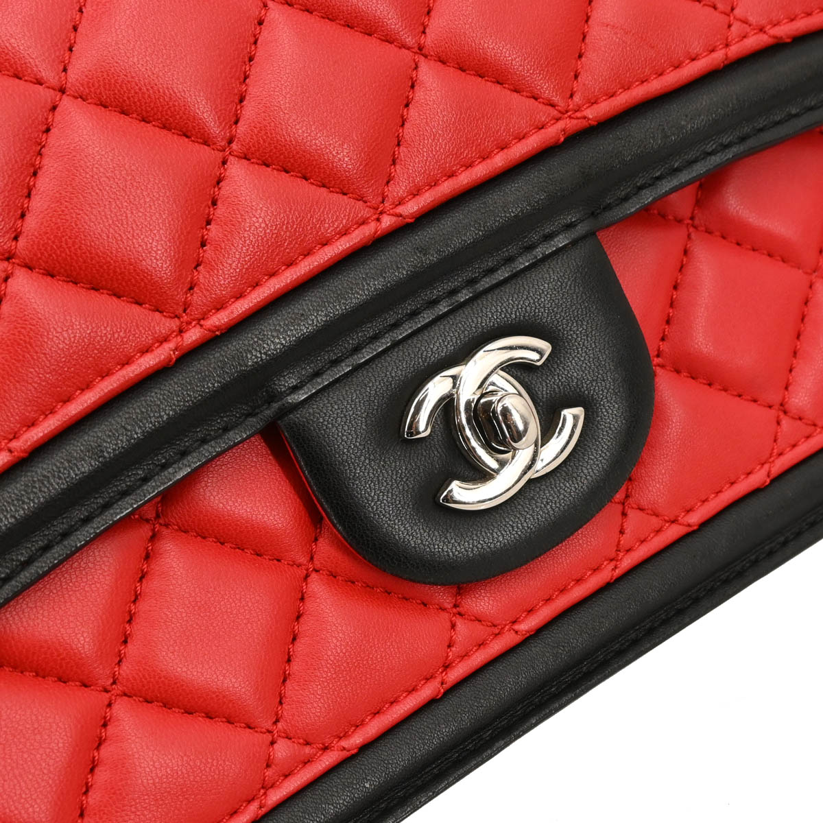 Chanel 2012-2013 Red Lambskin Single Flap Shoulder Bag