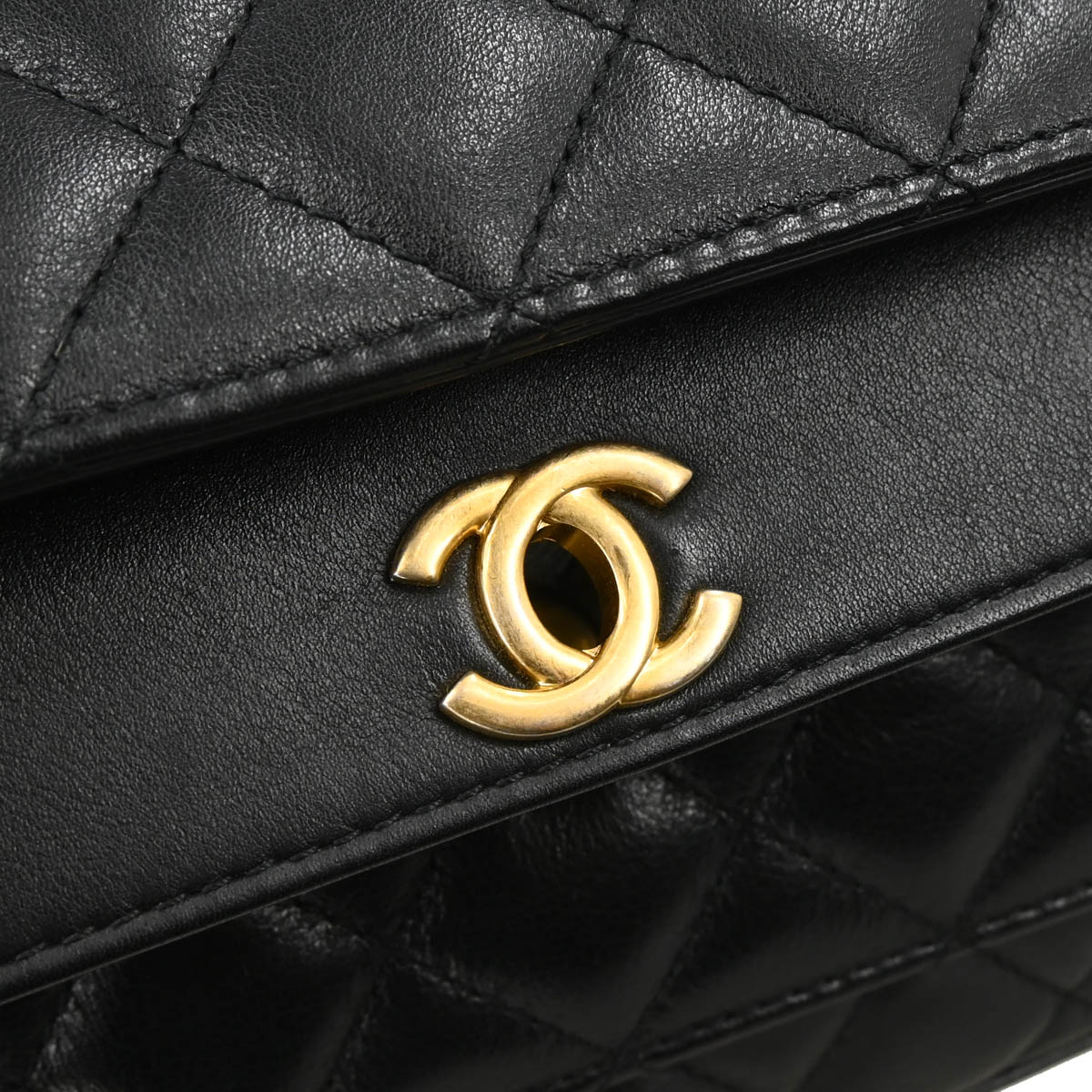 Chanel 2019 Black Lambskin Triple Flap Shoulder Bag