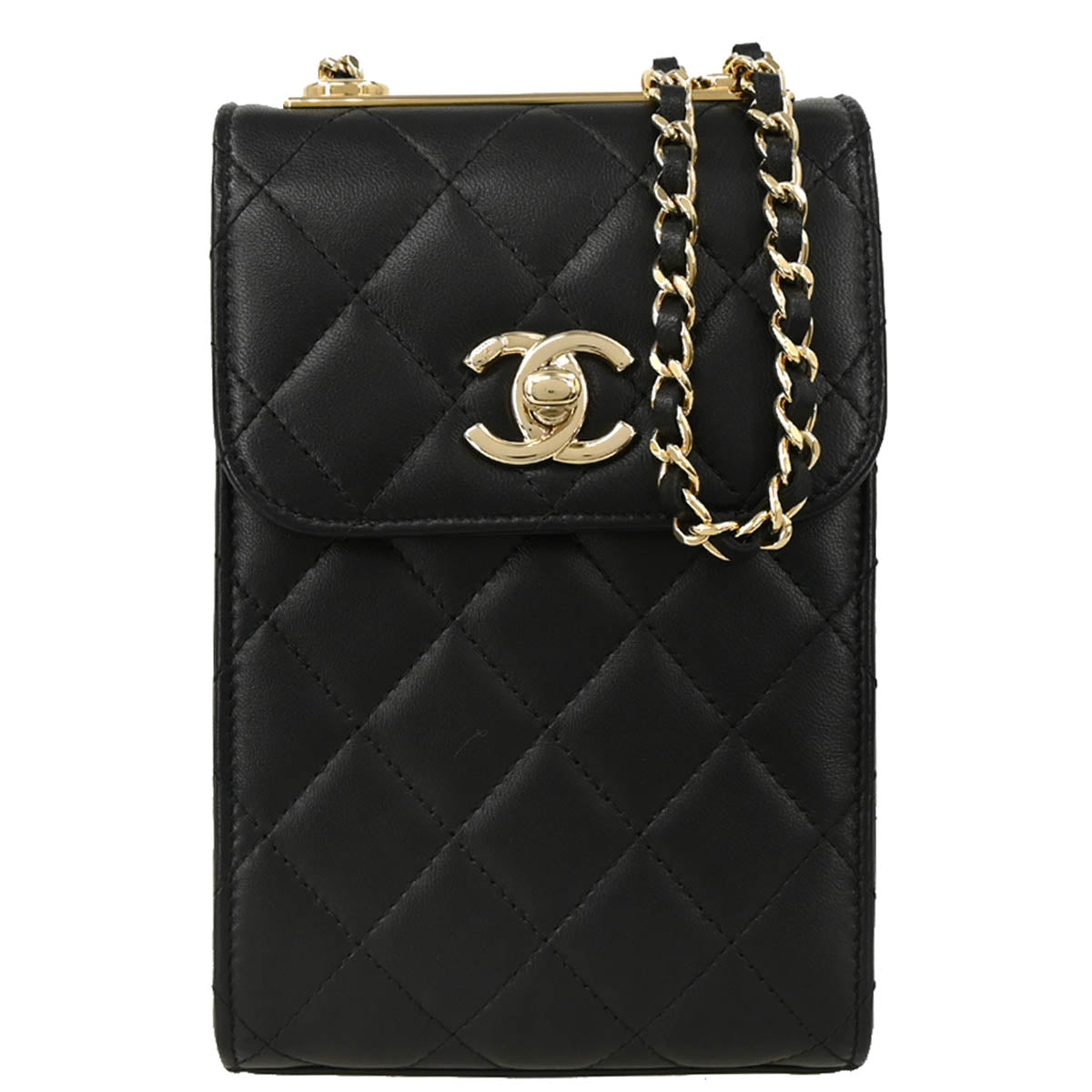 Chanel 2016-2017 Black Lambskin Trendy CC Phone Holder Crossbody Bag