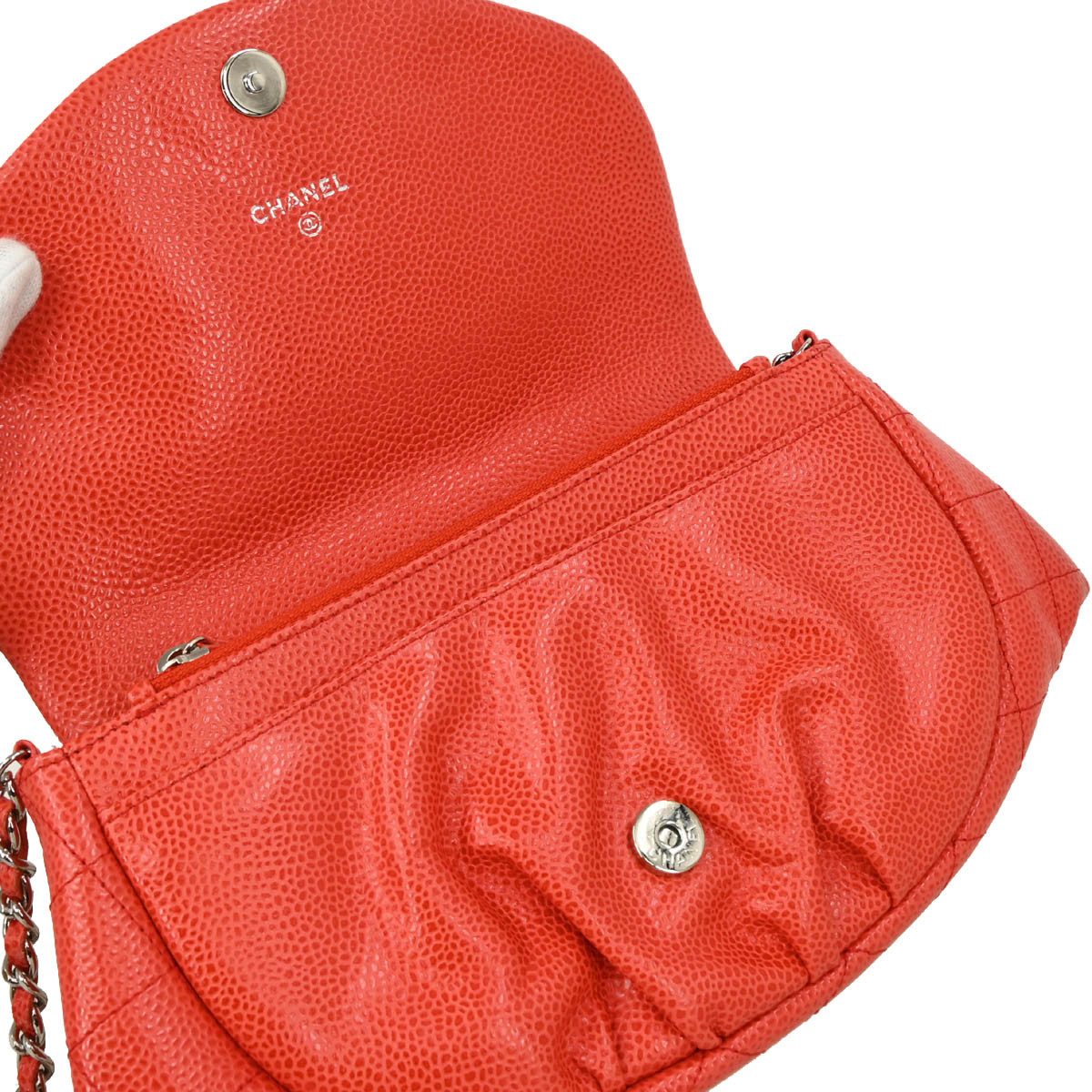 Chanel 2013-2014 Red Caviar Half Moon WOC Shoulder Wallet Bag