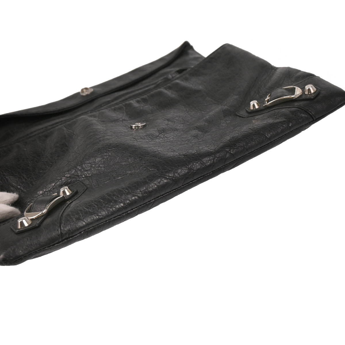 Balenciaga Black Leather Envelope Shoulder Bag