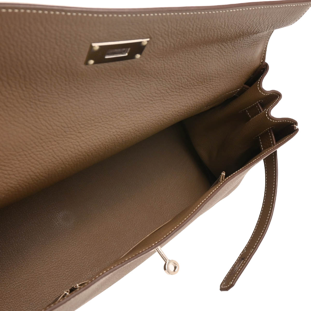 Hermes 2010 Etoupe Gray Togo Shoulder Kelly Handbag
