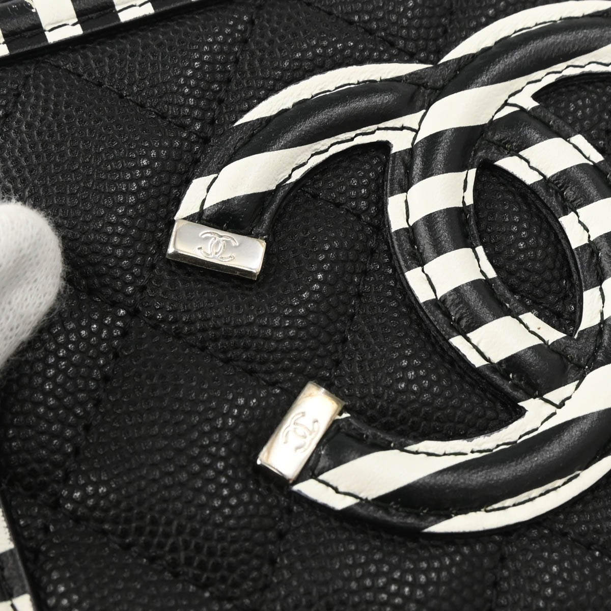 Chanel 2019 Black Caviar Filigree Vanity Shoulder Bag