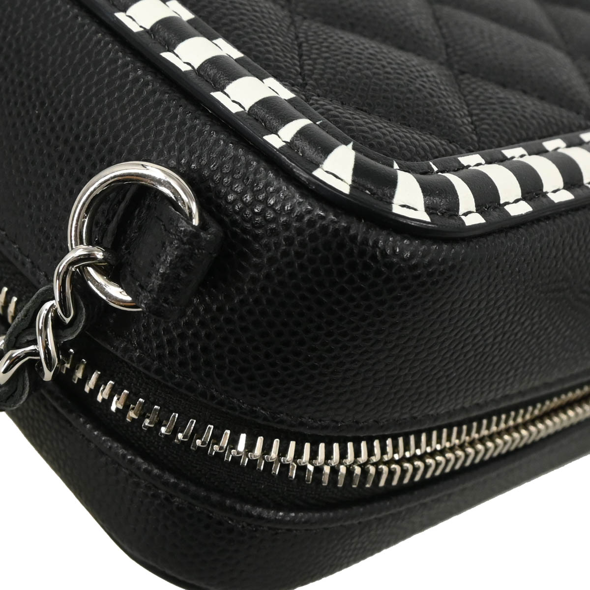 Chanel 2019 Black Caviar Filigree Vanity Shoulder Bag