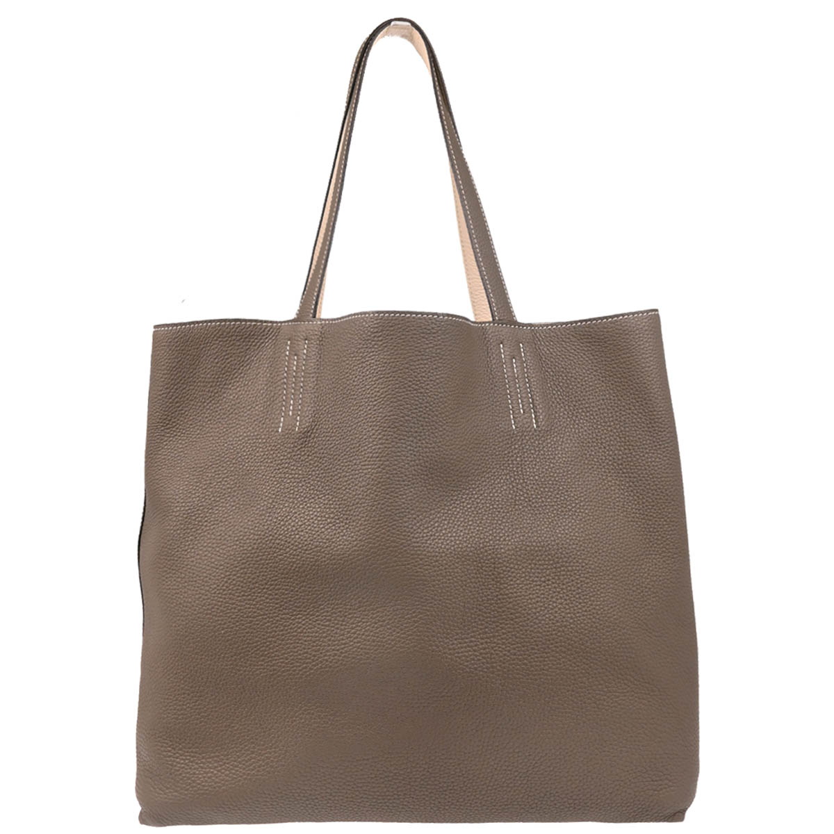 Hermes 2018 Etoupe Clemence Double Sens 36 Reversible Tote Handbag