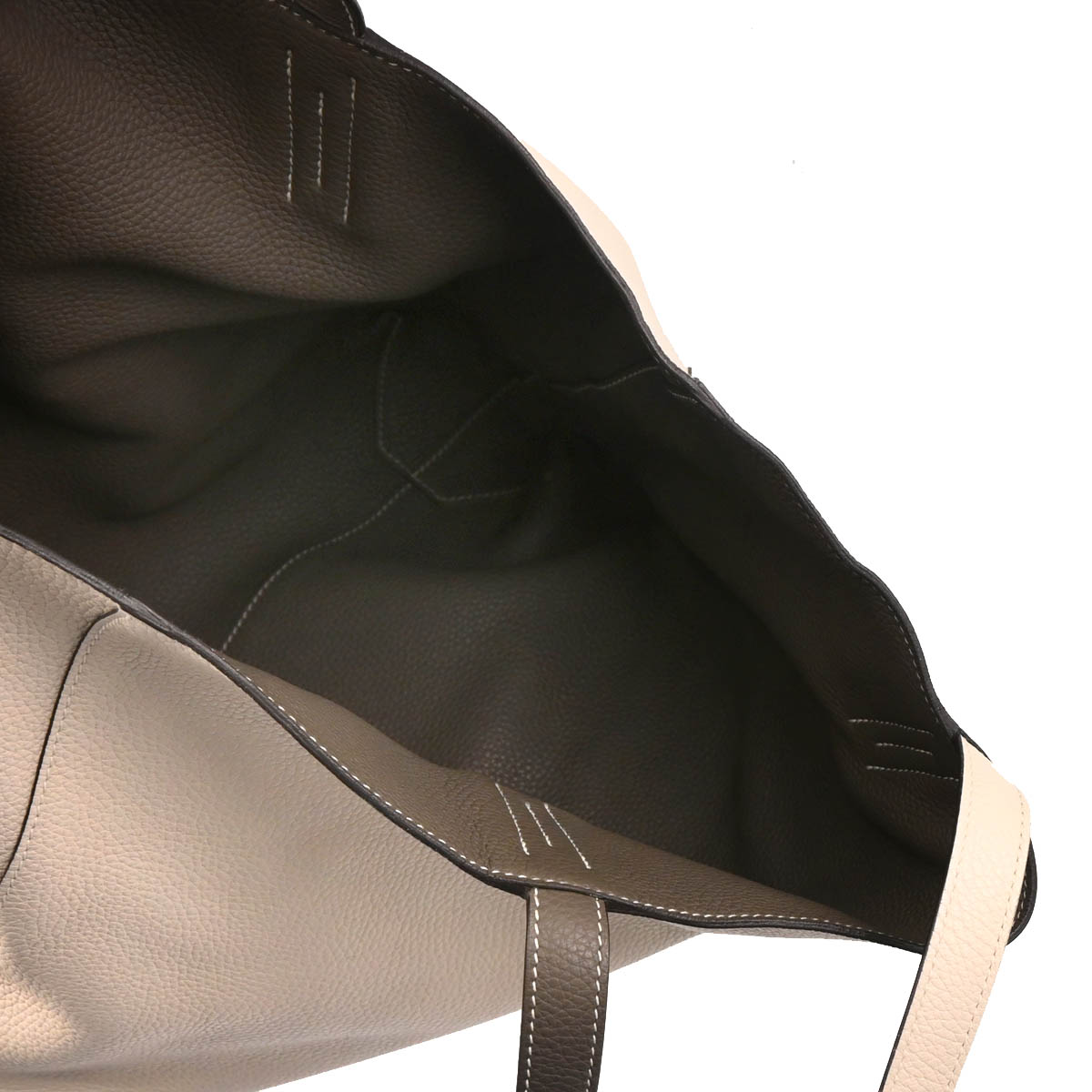 Hermes 2018 Etoupe Clemence Double Sens 36 Reversible Tote Handbag