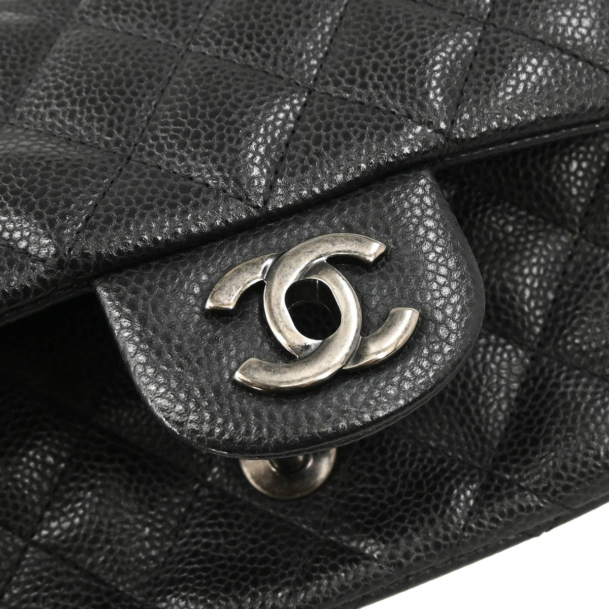 Chanel 2014-2015 Black Caviar Mini Classic Square Flap Shoulder Bag