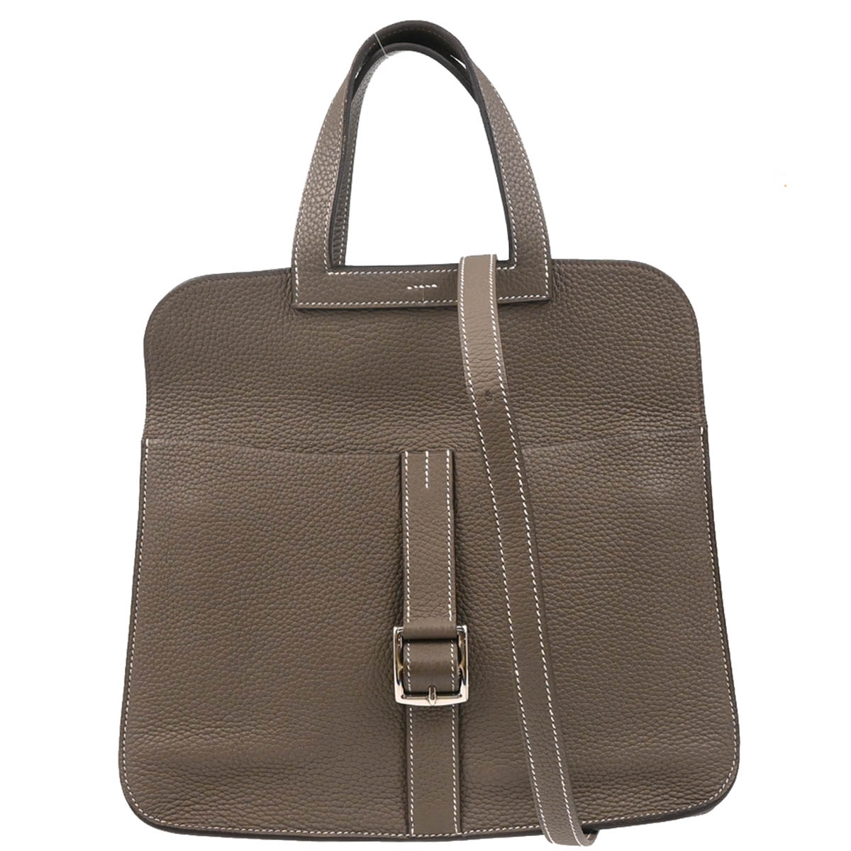 Hermes 2019 Gris Asphalt Taurillon Clemence Halzan 31 Handbag 2way Shoulder