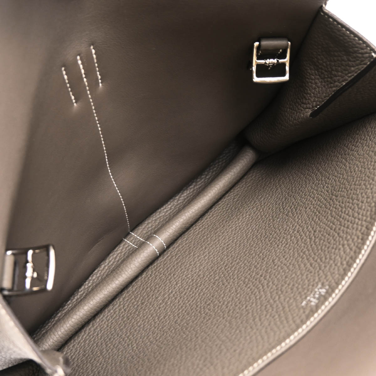 Hermes 2019 Gris Asphalt Taurillon Clemence Halzan 31 Handbag 2way Shoulder
