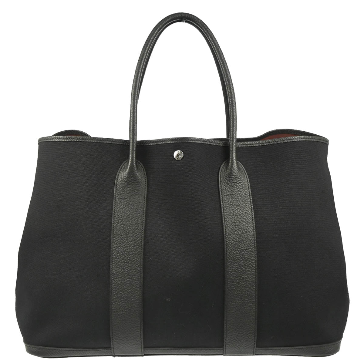 Hermes 2019 Black Toile Officier Garden Party TGM Tote Handbag