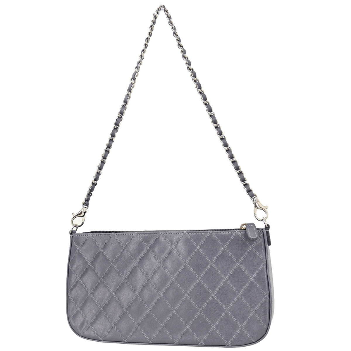 Chanel 2010-2011 Gray Calfskin Bicolore WOC Wallet Handbag