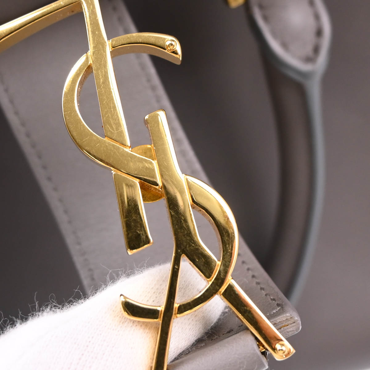 Saint Laurent Gray Leather Baby Cabas 2way Shoulder Handbag