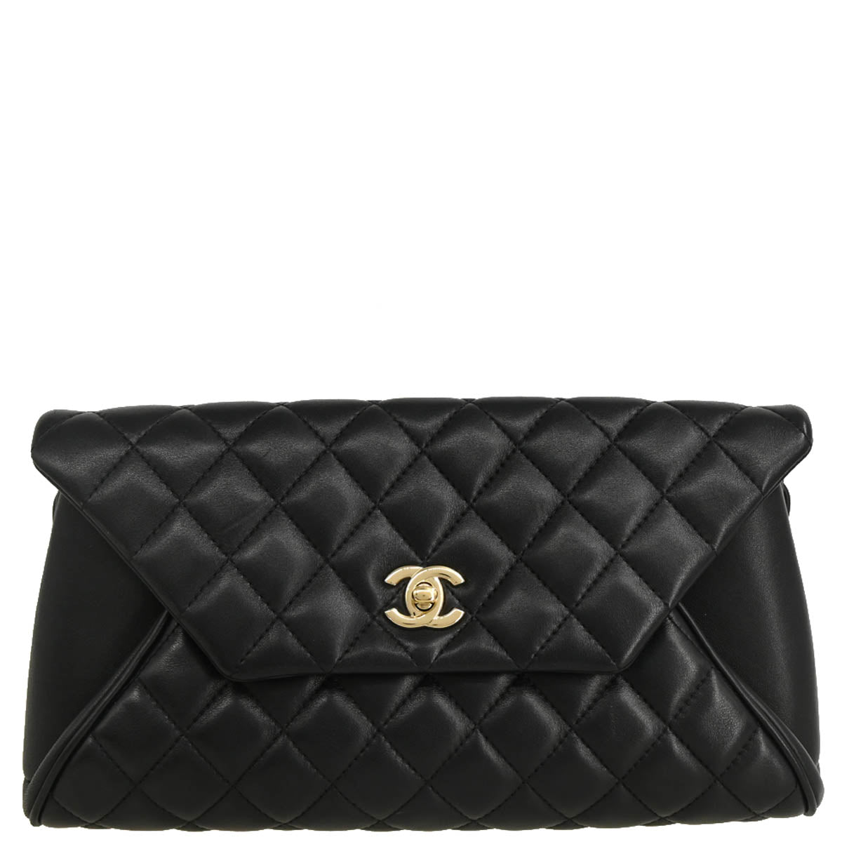 Chanel 2018 Black Lambskin Pouch Clutch Bag