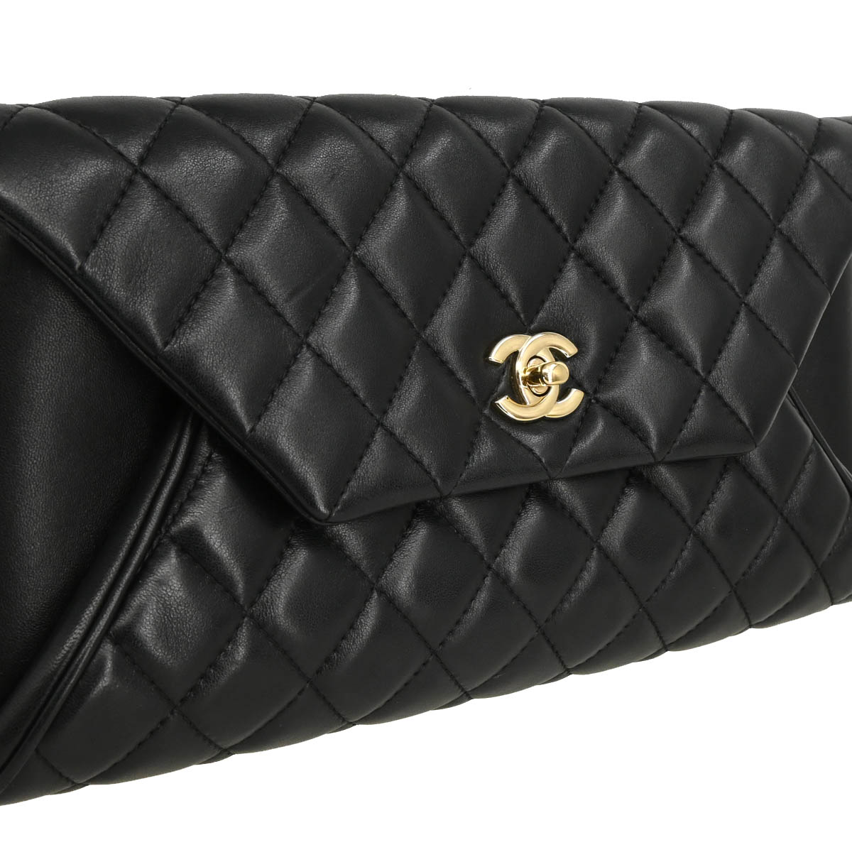 Chanel 2018 Black Lambskin Pouch Clutch Bag