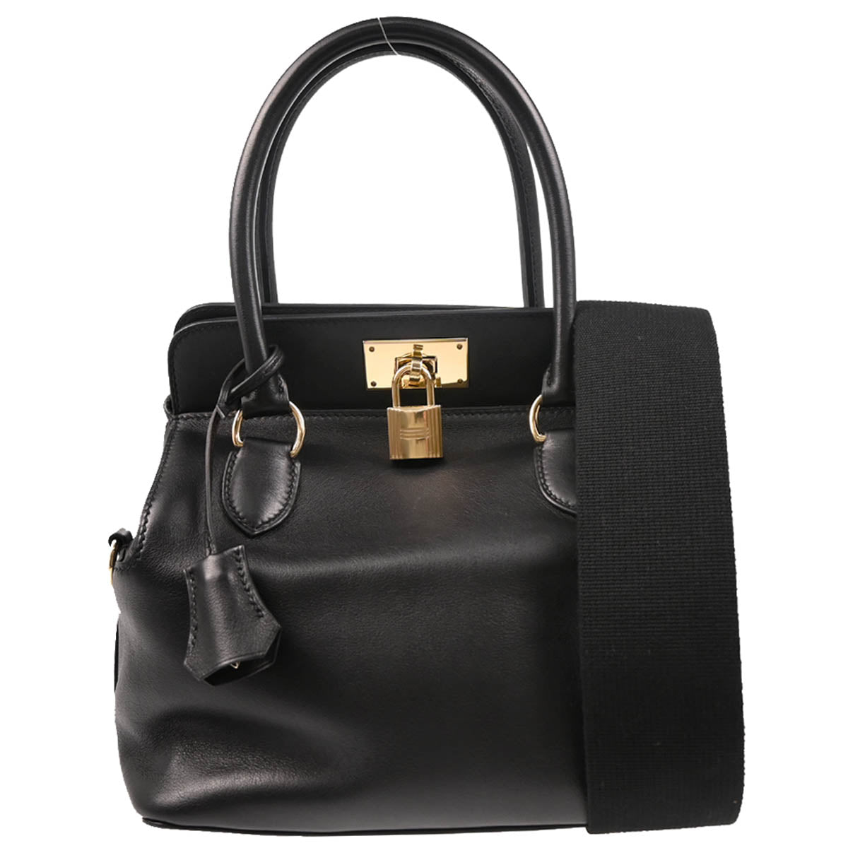 Hermes 2018 Black Veau Swift Toolbox 20 2way Shoulder Handbag