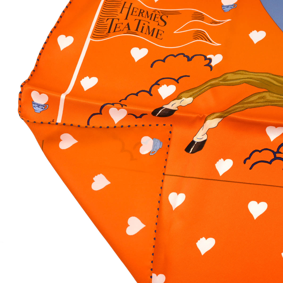 Hermes Scarf Carre 65 Tea Time Orange Small Good