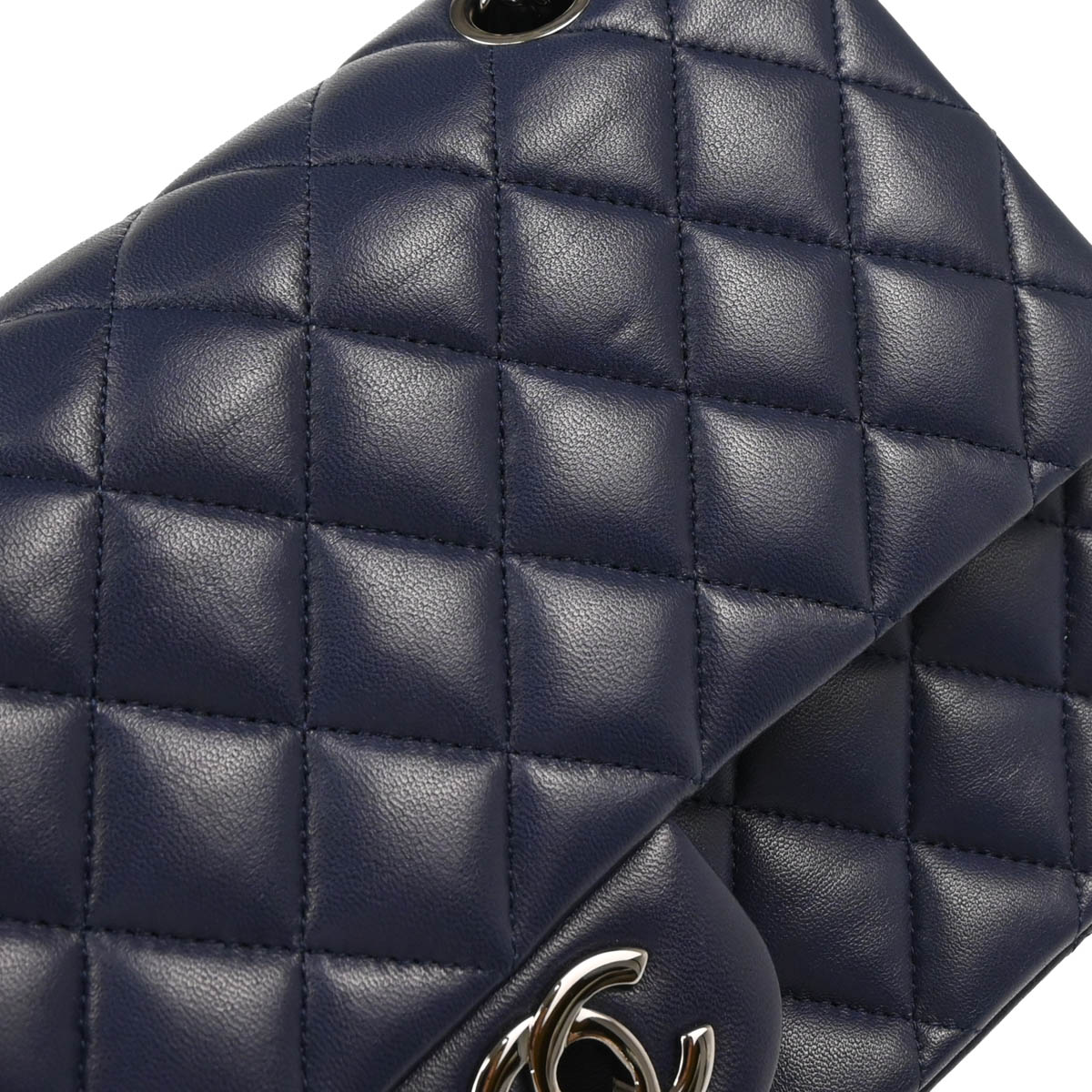 Chanel 2013-2014 Navy Lambskin Medium Classic Double Flap Shoulder Bag