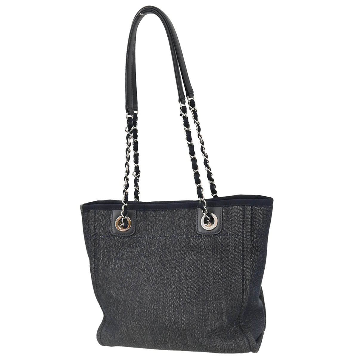 Chanel 2017 Navy Denim Mini Deauville Shoulder Tote Bag