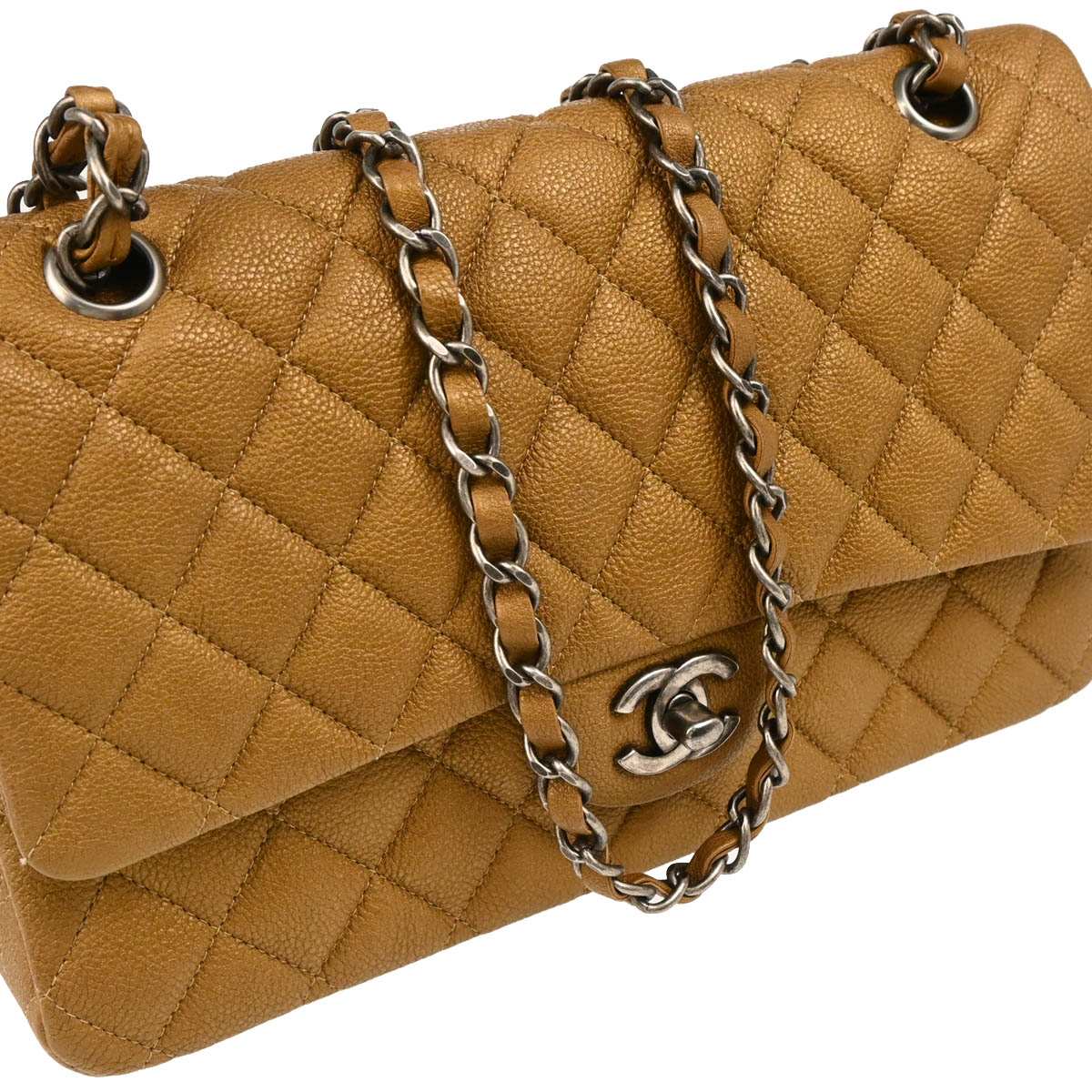 Chanel 2012-2013 Brown Caviar Medium Classic Double Flap Shoulder Bag