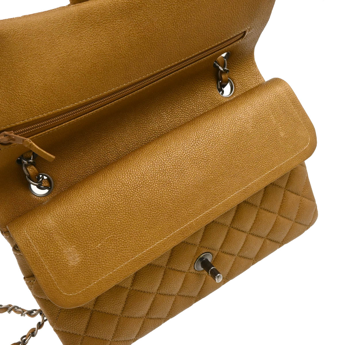 Chanel 2012-2013 Brown Caviar Medium Classic Double Flap Shoulder Bag