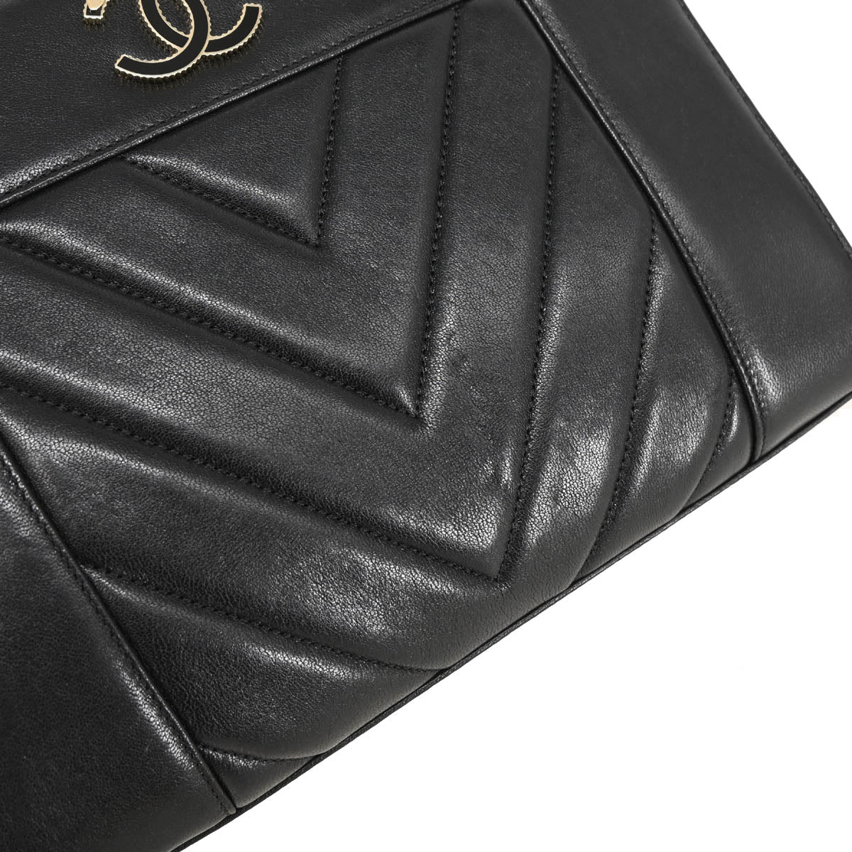 Chanel 2017-2018 Black Lambskin Chevron Handbag