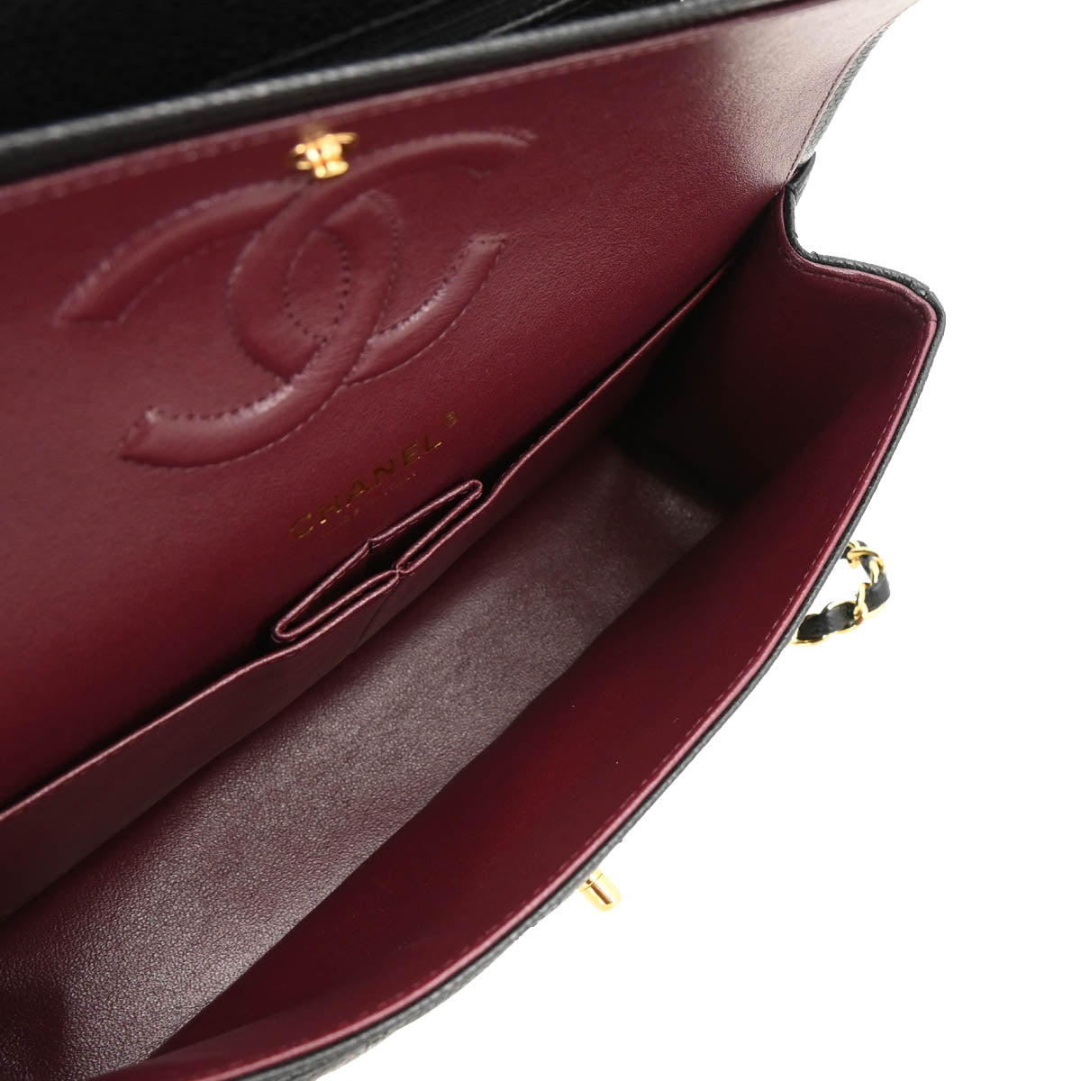 Chanel 2019 Black Caviar Medium Classic Double Flap Shoulder Bag