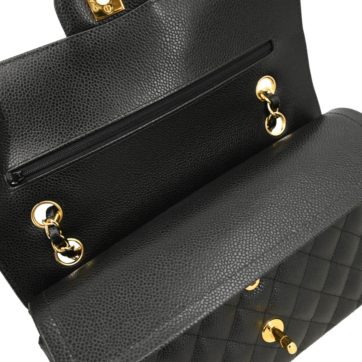 Chanel 2019 Black Caviar Medium Classic Double Flap Shoulder Bag