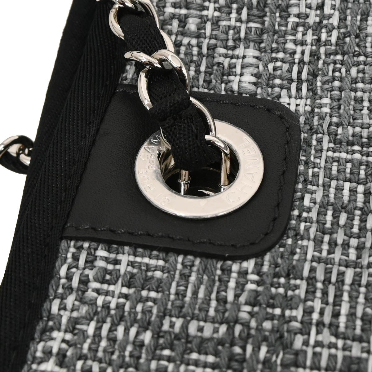 Chanel 2018 Gray Canvas Small Deauville Shoulder Tote Bag