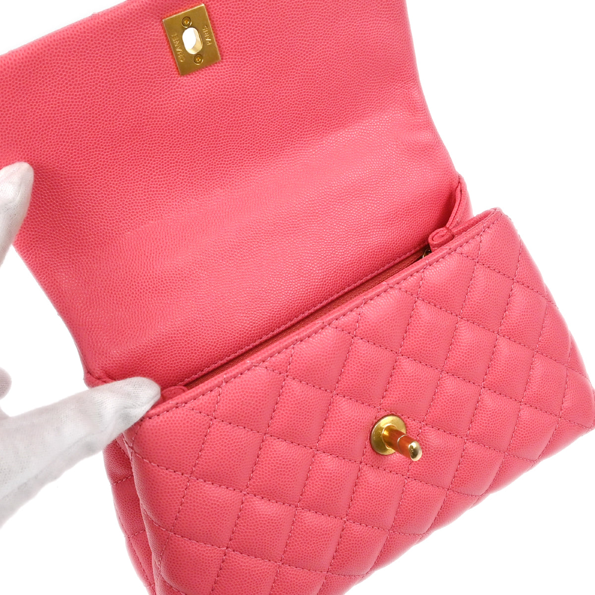 Chanel 2019 Pink Caviar Coco Handle 2way Handbag