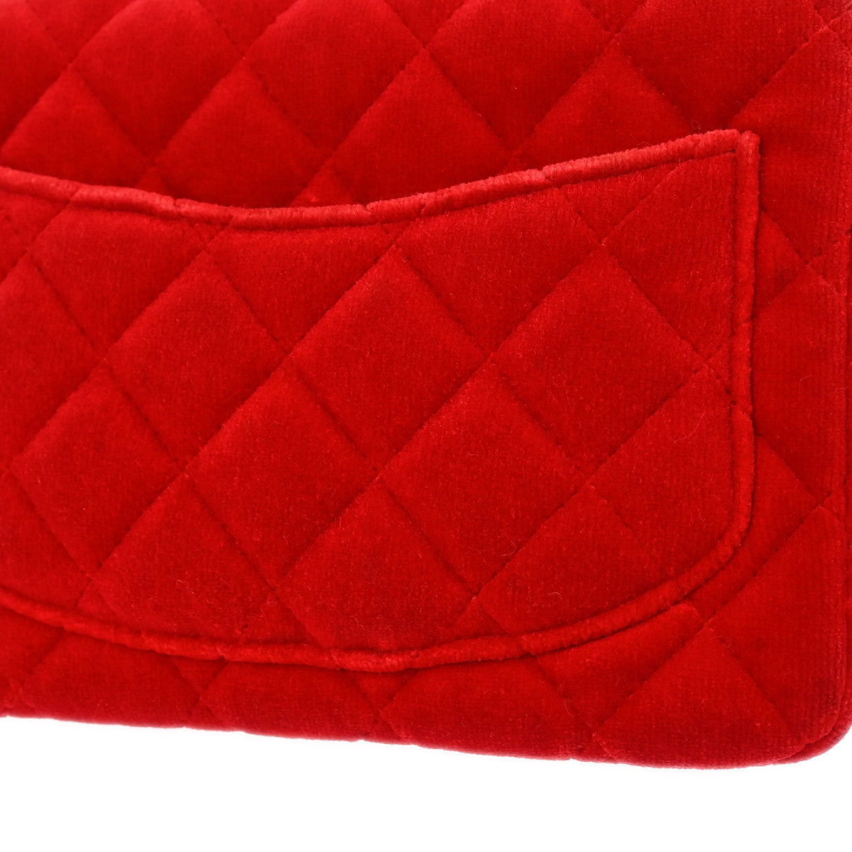 Chanel 2017 Red Velvet Mini Classic Square Flap Shoulder Bag