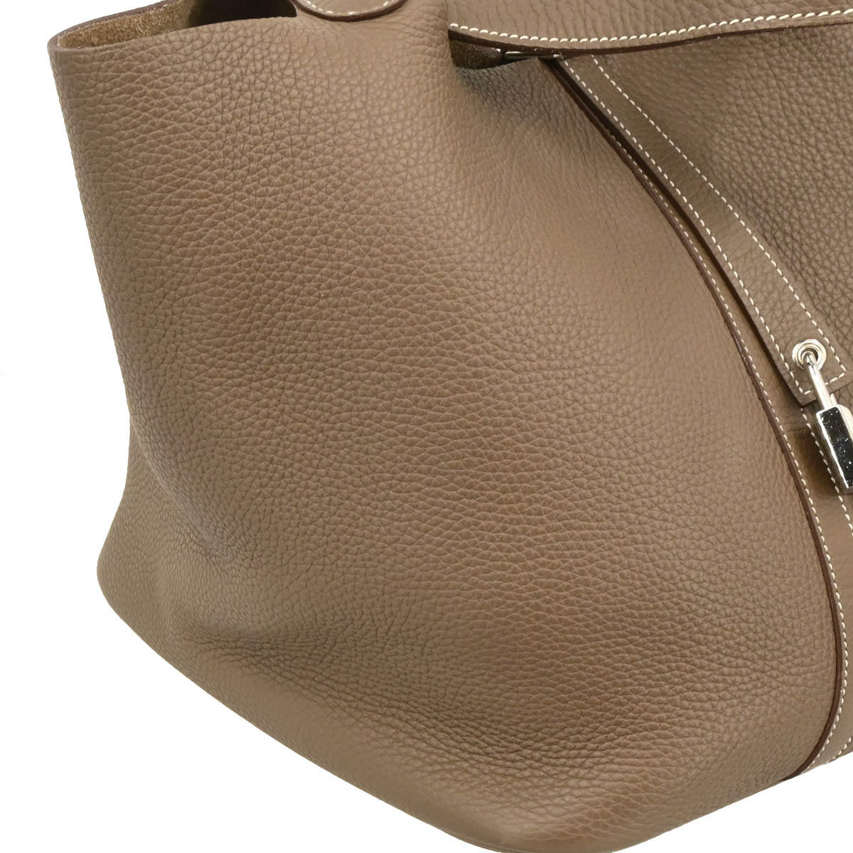 Hermes 2012 Etoupe Taurillon Clemence Picotin Lock 26 GM Handbag
