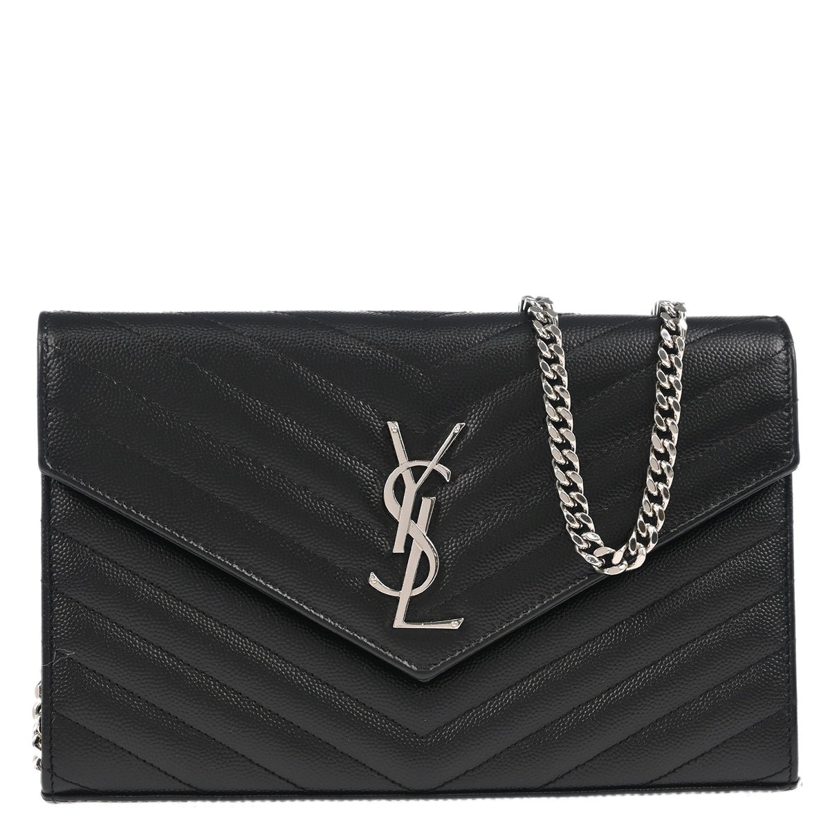 Saint Laurent 2018 Black Cassandre WOC Shoulder Wallet Bag