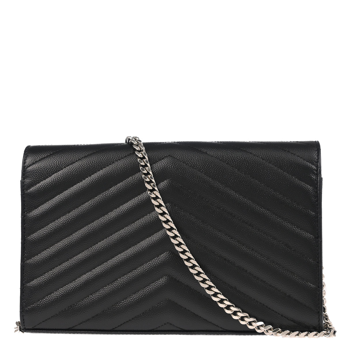 Saint Laurent 2018 Black Cassandre WOC Shoulder Wallet Bag