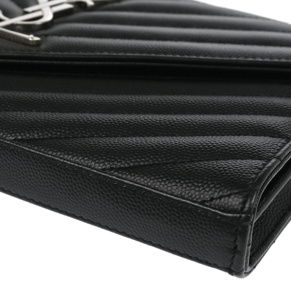 Saint Laurent 2018 Black Cassandre WOC Shoulder Wallet Bag
