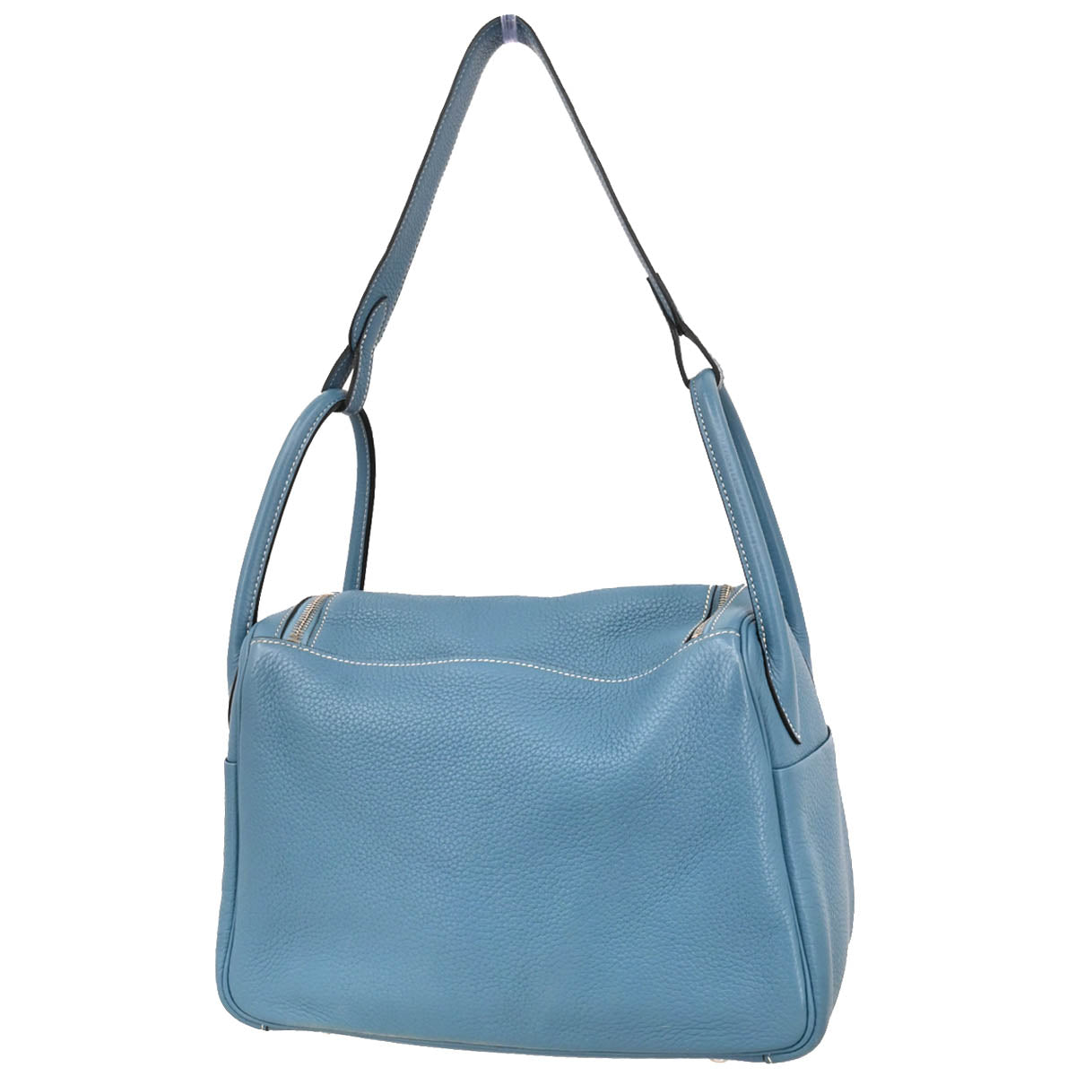 Hermes Blue Jean Taurillon Clemence Lindy 30 Shoulder Bag