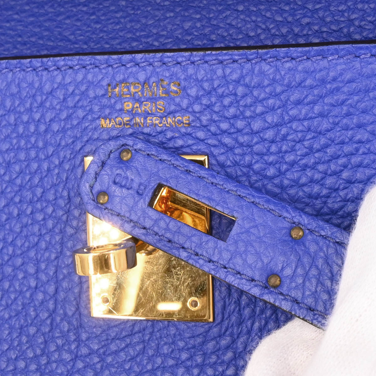 Hermes 2011 Togo Blue Electric Kelly 35 Retourne 2way Shoulder Handbag