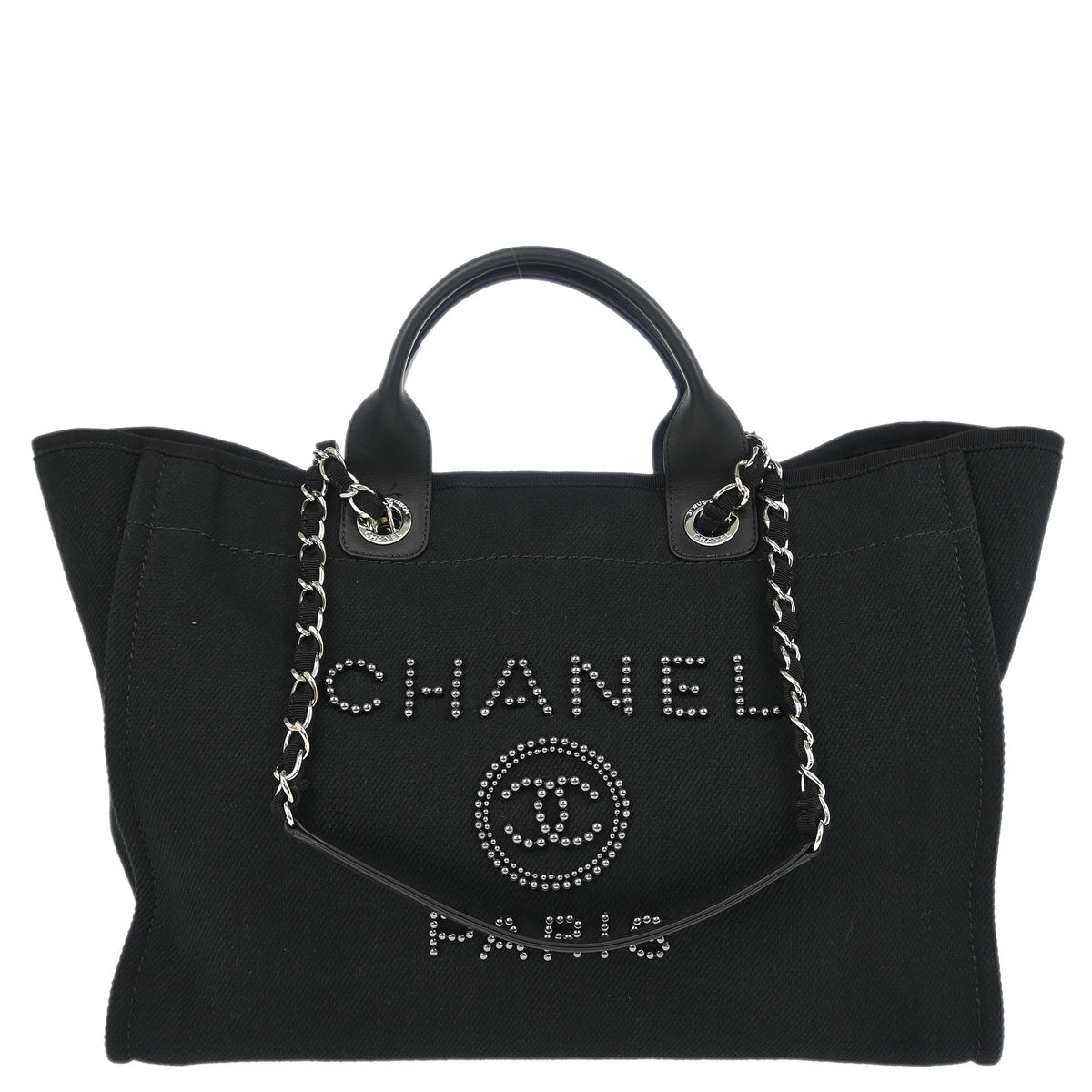 Chanel 2019 Black Canvas Small Deauville Shoulder Tote Bag