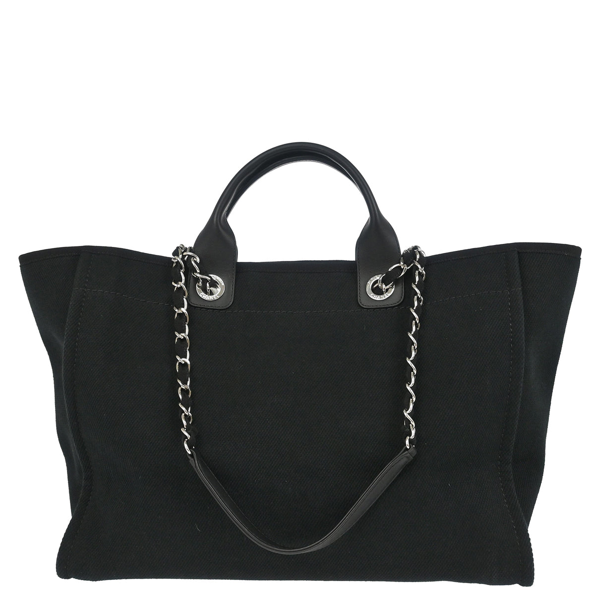Chanel 2019 Black Canvas Small Deauville Shoulder Tote Bag